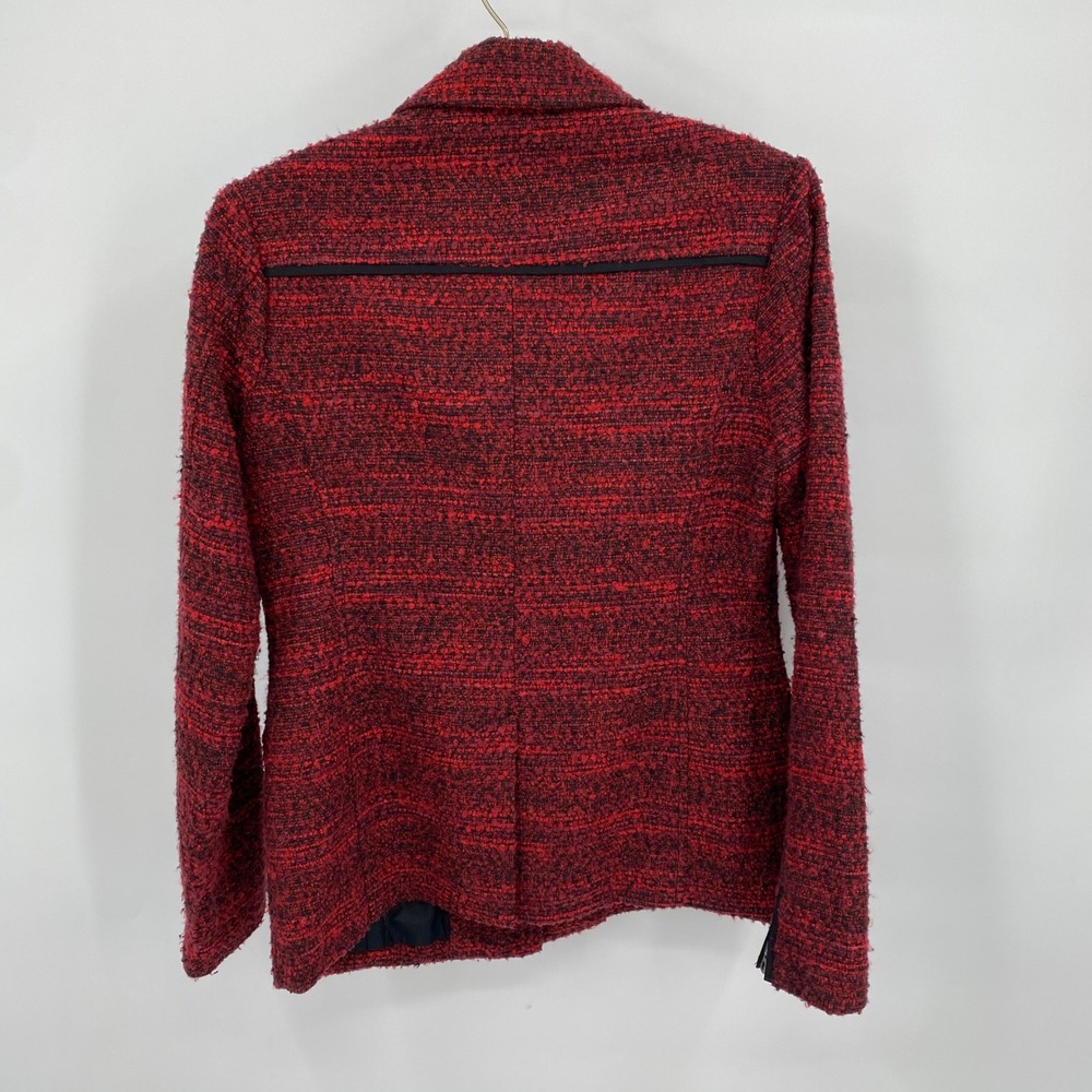 Lucky Brand Women's Size Small Tweed Moto Jacket Red‎ Black Blazer - Picture 3 of 10